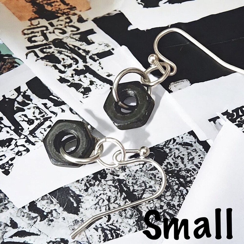 5 For $25💫Alternative Small Faded Black Hex Nut Dangles Earrings